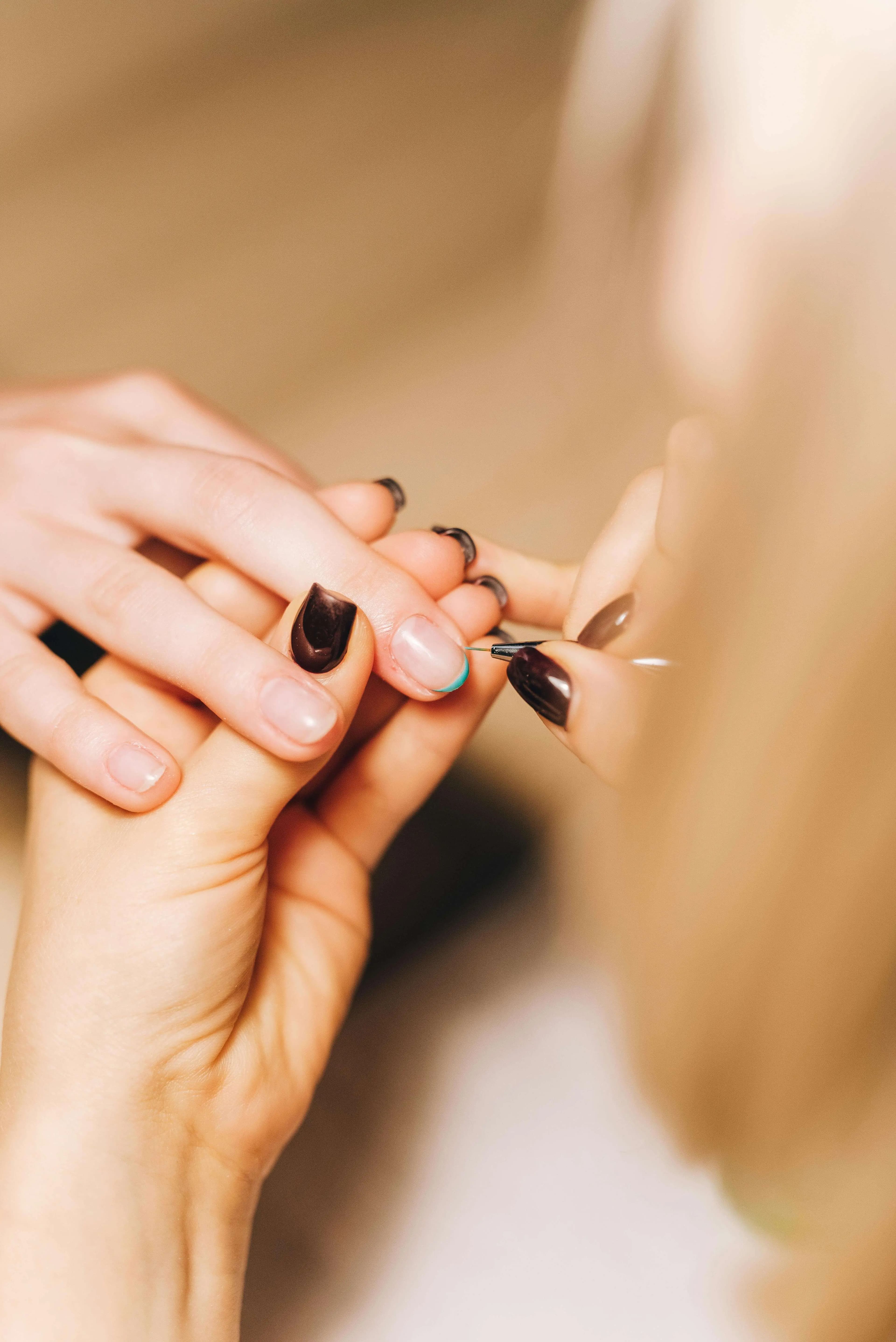 Close-up of a tidy cuticle area after nail care