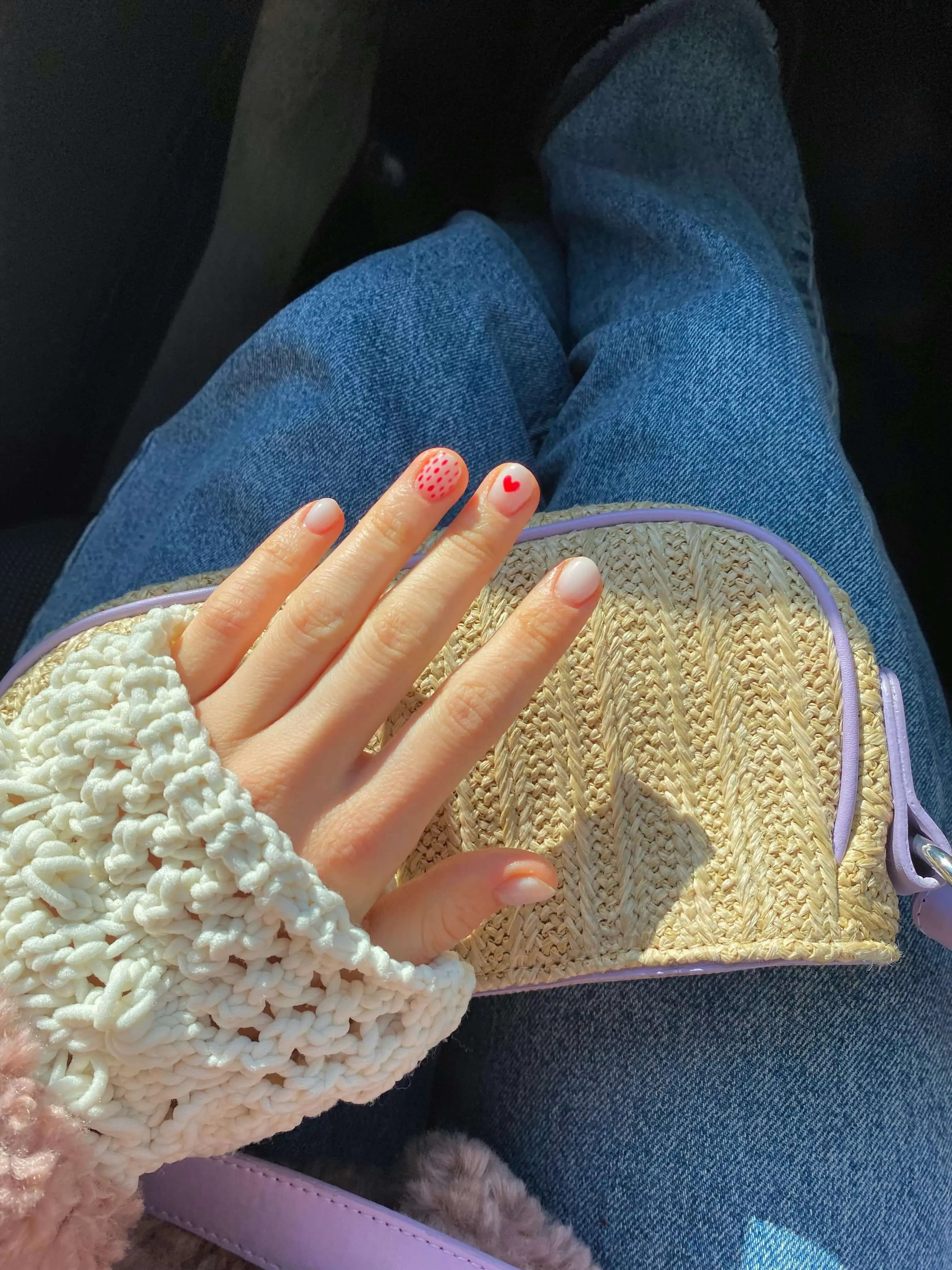 Pastel spring nail colour palette with pink and sage tones