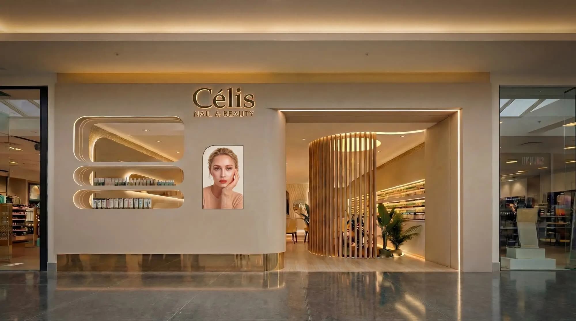 Célis spa interior with pedicure chairs and reception area